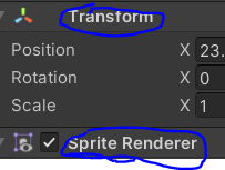 EYEBREAKER's Transform and Sprite Renderer components highlighted in the Inspector