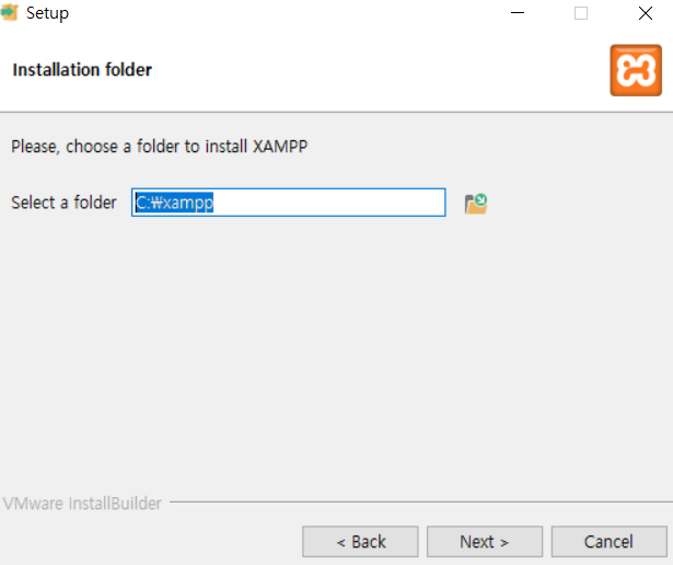 XAMPP installation directory selection