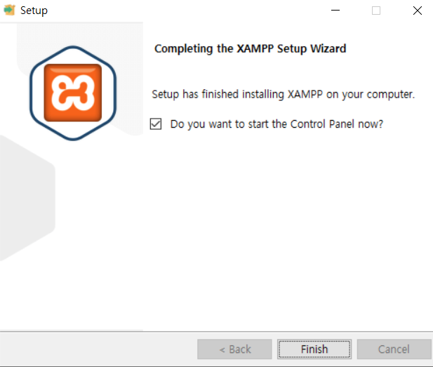 XAMPP installation-complete screen